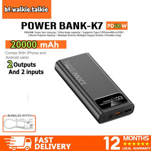 [SG STOCK]100%120W  Powerbank 100000 mAh Fast Charging Power Bank With Built in Cable for Type-c/ios Powerbank Lightning CCC certification  24H Shipping