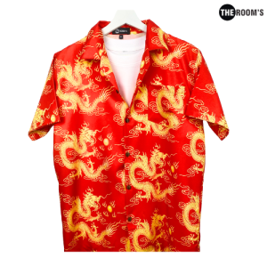 THE ROOMS - เดอะรูม เสื้อฮาวาย แขนสั้น ไม่ต้องรีด เสื้อยับยาก ลายมังกร