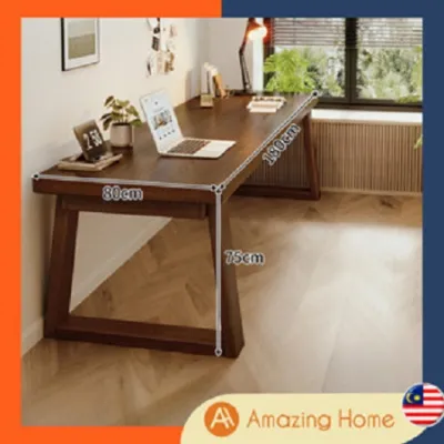 🔥Ready Stock🔥AmazingHome 180cm Solid Wood Table Study Desk Quality Working Table Wide Legs Thick Tabletop