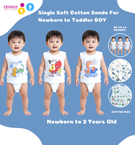 3 Pcs Sando Top for Boys Muscle Tees Infant Cute White Characters Pambahay Full Printed Logo Cotton Infant to 2yrs old