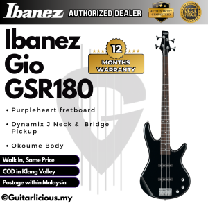 Ibanez GSR180 Gio Series 4 String Electric Bass Black (GSR180-BK / GRS 180) 4 strings bass guitar set j-bass Jazz Bass