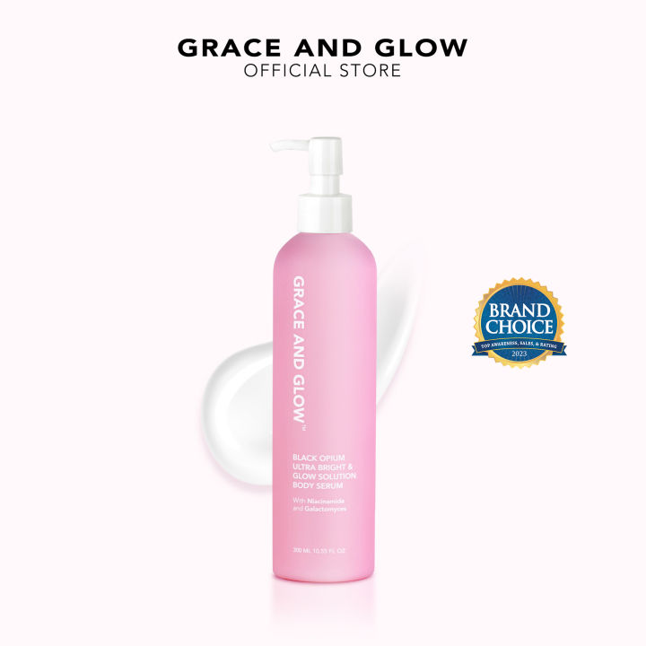 Grace and Glow Bright & Glow Body Serum and Body Lotion | Body Serum | 300 ml - Serum Lotion Badan untuk Mencerahkan dan Melembabkan Kulit with Niacinamide + Galactomyces【BPOM】