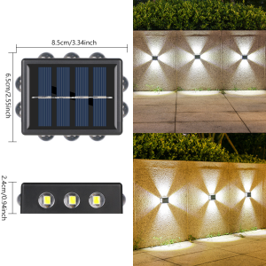 2PCS 16 Led Warm White Wall Light On Four Sides Illuminated Outdoor Waterproof Courtyard Garden Fence Villa Wall Washing Night Light
