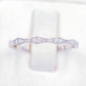 Lucky Gems แหวนเงินแท้ 925 เพชร CZ ชุบโรเดียม แหวนคลื่นๆ เพชรคู่ LKM832