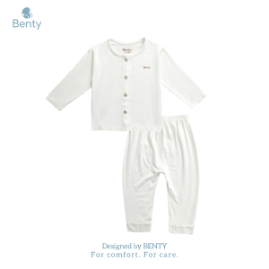 Bộ dài tay cài thẳng BENTY chất vải cao cấp quần đáp đũng 1 mặt sau đồ bộ trẻ em mềm mịn mát