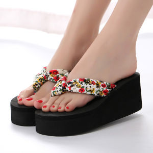 [Free Shipping] Womens Sandals 2025 New Fashion Floral Thick-Soled Wedge Sandals for Outdoor Wear with Crossed Toe Straps