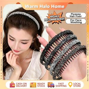Women Rhinestone Toothed Headband Face Wash Headband Korean Retro Non-slip Broken Hair Head Fashion Hair Band Hoop Headband