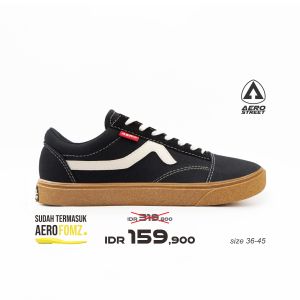 Aerostreet 37-44 Massive Low Hitam Natural Gum - Sepatu Sneakers Casual Pria Wanita Aero Street 21HH23