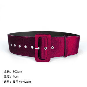 Women Wide 7CM Green Waist Seal Belt Autumn Winter New Velvet Decorative Dress Simple All Match Korean Style Red Black 2026
