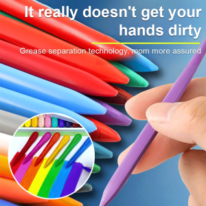 🖍️Childrens Hole Crayons Can Be Washed in 36 Colors Without Dirtying Hands Kindergarten Triangle Crayons Non-toxic Baby Non-stick Oil Pastel Color Brush Painting Set无毒可水洗三角蜡笔