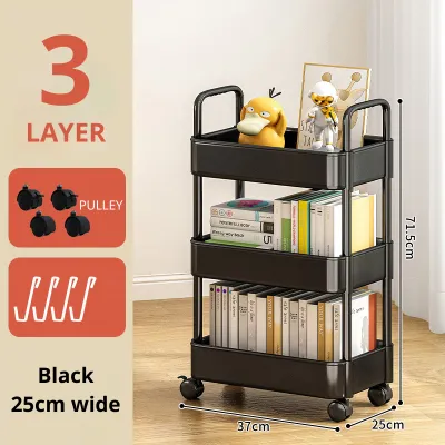 ALON Trolley Rack 3 Tier Trolley Storage Kitchen Rack Rak Troli Trolley with Wheel