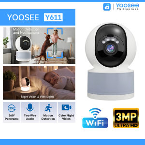 YOOSEE Y611 3MP Samrt CCTV Camera Wifi Connect To Cellphone 360 Rotation LED lighting Home Security Cam Full color night vision two-way voice