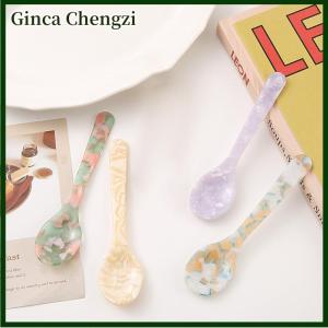 Ginca Đầy màu sắc Acrylic Ice Spoon Kem Cà Phê Caviar thìa khuấy thìa món tráng miệng muỗng cà phê thủ công Bộ đồ ăn bên ảnh đạo cụ