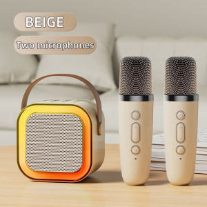 Home KTV Bluetooth with 2 Pcs Microphone Wireless Bluetooth Speaker Portable Microphone Audio Portable Wireless Karaoke G