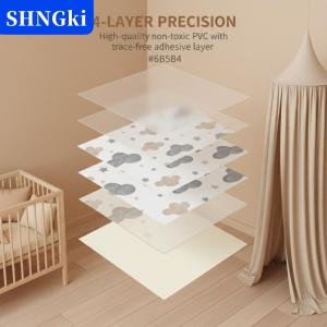 SHNGki Đám mây đầy sao dán tường ấm áp phòng trẻ em mẫu giáo trang trí hình nền tự dính dán PVC
