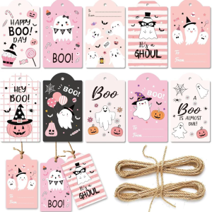 แพ็คของ50ฮาโลวีนของตกแต่งแบบแขวนที่มี50การออกแบบที่เป็นเอกลักษณ์ใช้งานง่ายเครื่องประดับกระดาษสำหรับตกแต่งในร่มและงานปาร์ตี้กลางแจ้ง