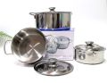 [DÙNG CHO BẾP TỪ] Bộ nồi inox cao cấp sáng bóng dùng được bếp từ và mọi loại bếp bộ nồi inox chắc chắn cao cấp. 