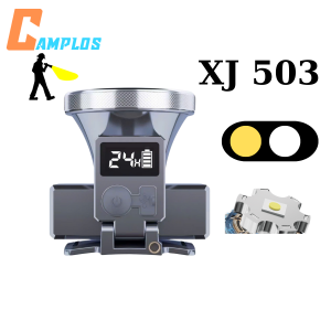 Đèn pin đội đầu siêu sáng XJ 503 đèn pha ánh sáng trắng/ vàng chiếu xa 500m chóa hợp kim nhôm chống nước pin trâu