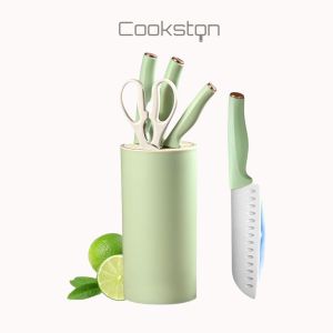 COOKSTON 5 in1 Knife Set with Holder White iIvory - Pisau Set 5in1 White Matcha