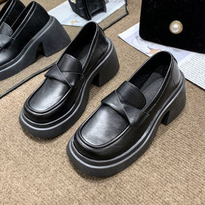 [Free Shipping] WomenS Chunky-Heeled Platform Loafers New Spring/Summer Styles Versatile White Fashion High-Heeled Shoes