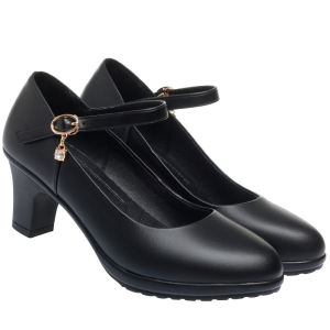 Sizes 35-40 Soft Leather Comfort Womens Shoes Thick Heels High Heels Middle Heels Work Shoes Leather Shoes