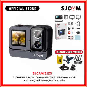 SJCAM SJ20 Dual Lens Action Camera 4K Resolution Video 6 Axis Gyroscope Stabilization Wifi 16ft Waterproof Large Aperture Best Night Vison Type C Dual Screen Digital Zoom 8x Vlogging Action Camera for Live Streaming Sports & Action Camera