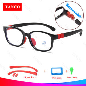TANCO Trẻ Em Chống Màu Xanh Kính Mắt Cho 2-8 Năm Tuổi Trẻ Em Máy Tính Kính Đèn xanh dương Ngăn Chặn Kính Mắt Đàn Hồi Gọng silicon Uv400 Ống Kính Với Có Thể Tháo Rời phụ kiện thay thế khung Phụ Kiện No.1011