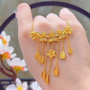 Traditional Lotus Spacer Bead with Through Holes for Sweater Cord Jewelry Accessory Leaf Necklace Sand Gold Necklace