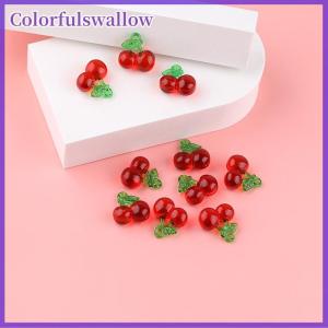 Colorfulswallow 10pcs nhựa trong suốt màu đỏ cherry dâu Mặt dây chuyền cho phụ nữ Vòng đeo tay vòng cổ tự làm đồ trang sức làm phụ kiện