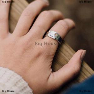 [COD] Big House แหวนวินเทจแหวนแกะสลักรูปทิวทัศน์ป่าภูเขาธรรมชาติสำหรับผู้หญิงผู้ชายเครื่องประดับแฟชั่นแบบเปิดได้
