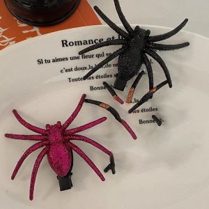 【Midnight store】 黑色细闪蜘蛛发夹万圣节搞怪整蛊装扮发卡毛绒弹簧边夹拍照发饰女