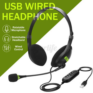 Original USB Gaming Headset with Mic - Lightweight Over-Ear Headphones - Noise Canceling Mic - Memory Foam Ear Pads - Black - High Sensitivity and Impedance - Long Cord - Suitable for Adults and Children