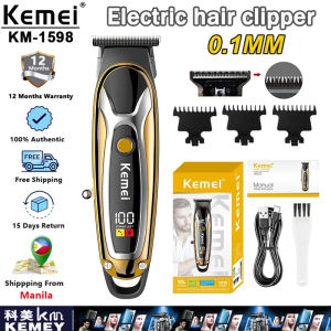 Kemei KM-PG1990/1598 Electric Gold Hair Clipper Set Rechargeable High Power Motor Hair Trimmer Cordless LCD Barber Kit