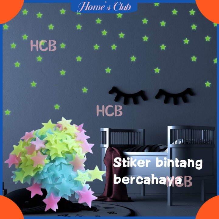 Hcb Pcs Stiker Bintang Bintang Bercahaya Dekorasi Bintang Menyala Stiker Dinding