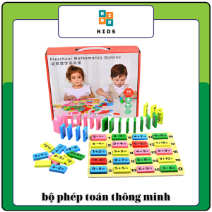 Đồ chơi giáo dục phát triển trí tuệ cho bé quân domino toán học bằng gỗ thông minh