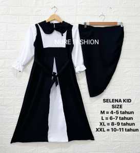 SELENA KIDS SETELAN GAMIS HIJAB ANAK PEREMPUAN 4-11 TAHUN BAHAN CRINKLE BAJU GAMIS ANAK VIRAL