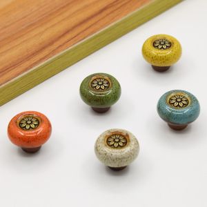 SDCSD Single Hole Cabinet Knob European Style Leopard Print Drawer Knobs Simplicity Round Door Pull Handles Furniture