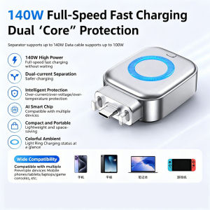 Smart Auto Stop Charging 140W Fast Charger Type-C Separator Portable Safe Phone Adapter for /Laptops