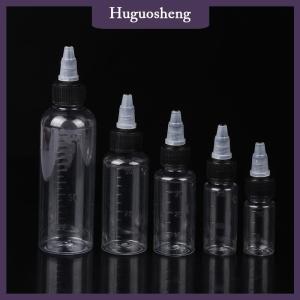 [huguosheng] 10 20 30 50 100ml Empty Hair Dye Bottle Twist Top Cap Refillable Squeeze Container With Graduated Scale For Tattoo Pigment Ink