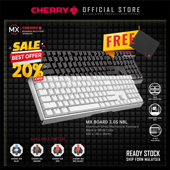CHERRY MX BOARD 3.0 S High Quality Screwless Design Aluminium Wired Mechanical Gaming Keyboard Non BackLit