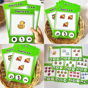 เกมแปะติดตัวเลขไทย๑-๑๐ เกมสื่อการสอน งานสำเร็จเคลือบร้อน ติดตีนตุ๊กแก สื่่อการสอน การเรียนรู้ภาษาไทย ของเล่นเด็ก