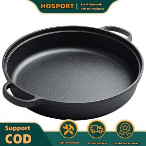 【HOSPORT】 8.7/9.8/11/11.8 Inch Skillet with Double Handles Griddle Pre-Seasoned Iron