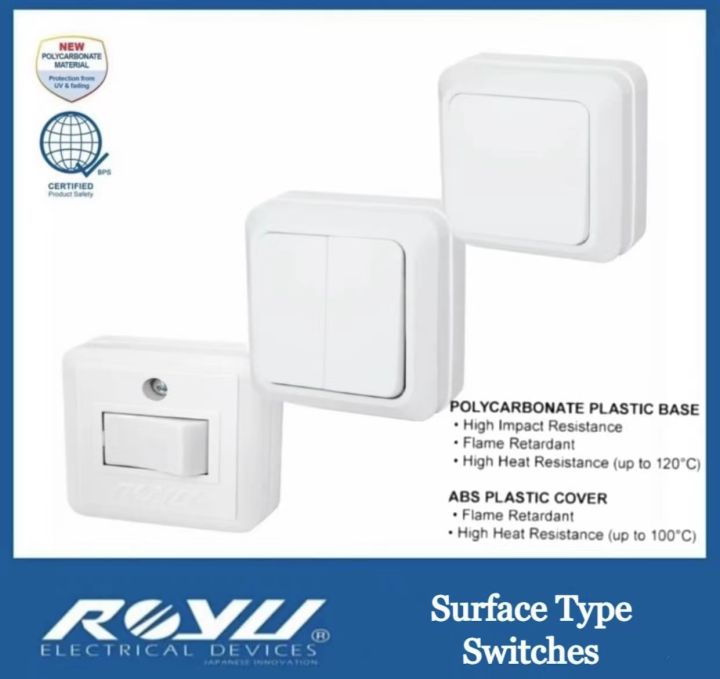 ROYU SWITCH / Surface Mounted Snap Switch 1 Gang, 2 Gang SNAP SWITCH