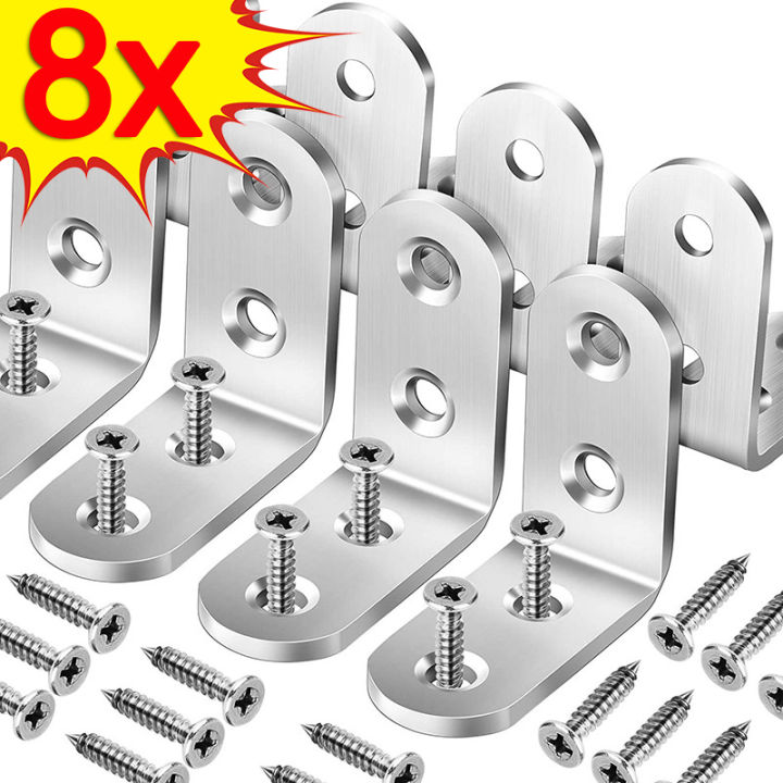 8Sets 90 Degree Angle Corner Brackets Stainless Steel Corner Brace ...