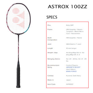 YONEX ASTROX 100ZZ 4U Carbon Single Badminton Racket Original Badminton Competition Adult With Badminton Racket Bag