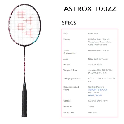 YONEX ASTROX 100ZZ 4U Carbon Single Badminton Racket Original Badminton Competition Adult With Badminton Racket Bag