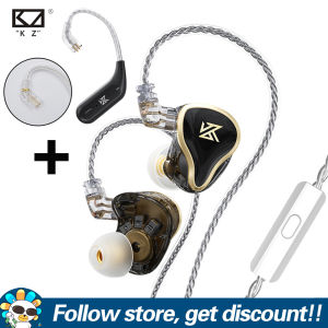 KZ ZAS Wired Music Headset Add KZ AZ09 HD Module Support AAC Audio Encoding Transmission Upgrade Earhooks Dual Dynamic 7BA+1DD Hybrid In Ear Headphone PCB Crossover Board Metal HIFI Monitor Earbuds Noise Cancelling Studying Earphone For Musicians