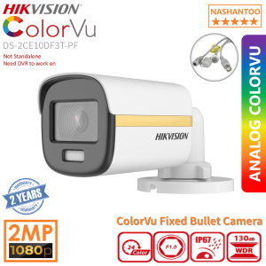 HIKVISION DS-2CE10DF3T-PF 2MP Analog Bullet Outdoor ColorVu Camera 4in1 Full Time Color Analog CCTV Camera 10DF3T NASHANTOO