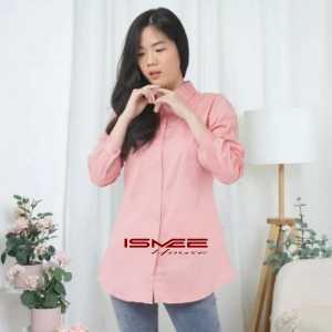 Ismee House Best Seller Kemeja Polos Korean Style Wanita Dewasa Lengan Panjang Slimfit Katun Premium