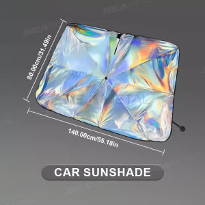 SEAMETAL Laser Car Windshield SunShade Umbrella Adjust Handle Colorful Auto Interior Front Window Heat Protection Parasol